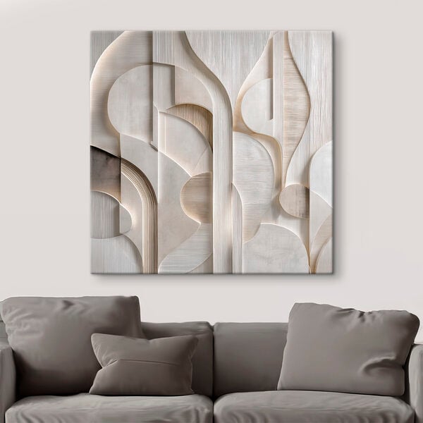 White wall with curved lines and curves