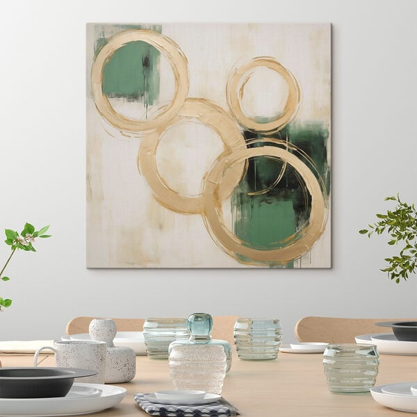 Painting of circles and green paint