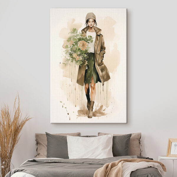 Woman holding a bouquet of flowers