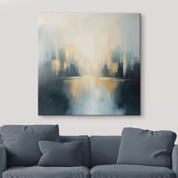 Cityscape with a river in the background